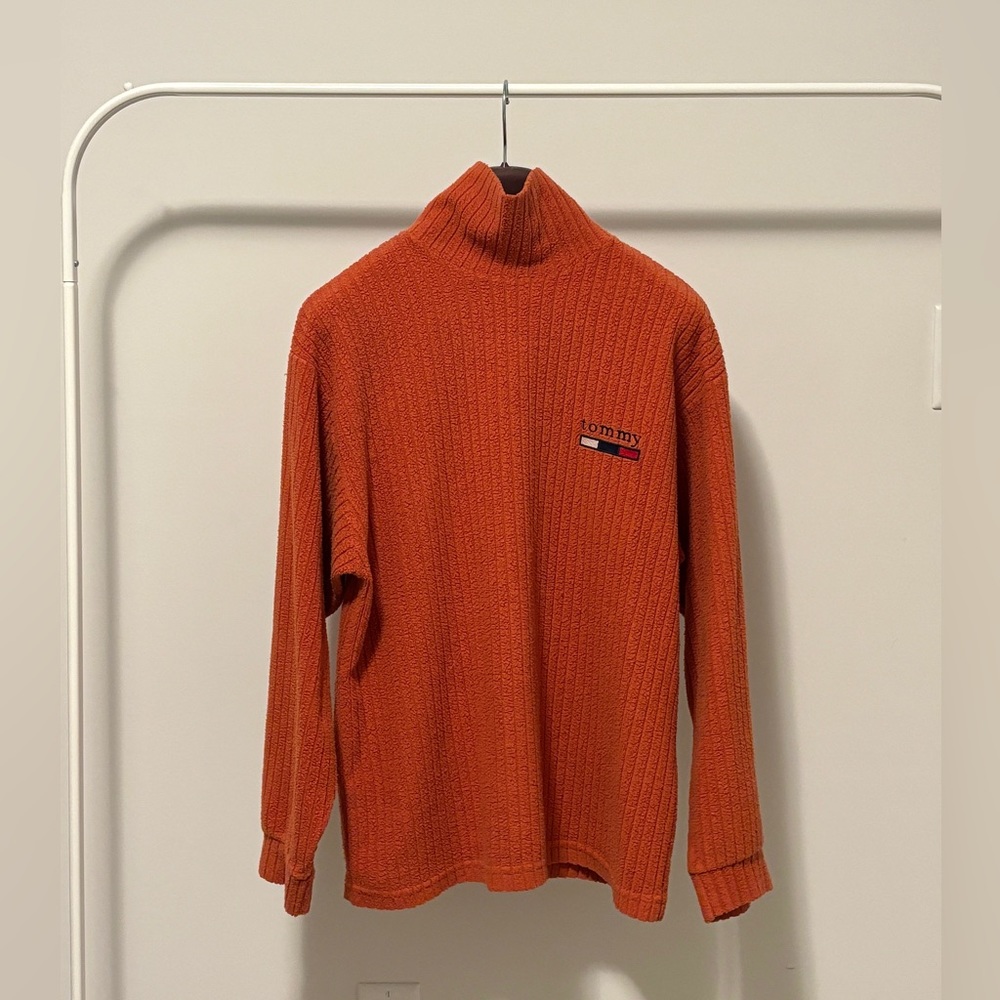 Tommy Hilfiger orange turtleneck sweater. Size L